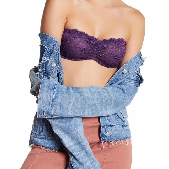 Intimately FP LACE bandeau strappy back royal purp - Picture 3 of 9